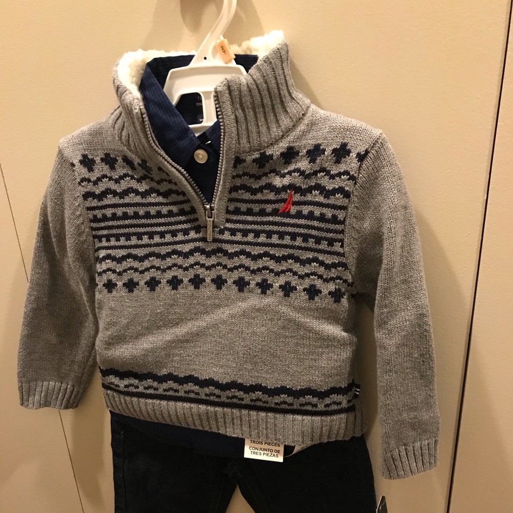 Nautica Baby Infant 3 pc Outfit 12M Fair Isle